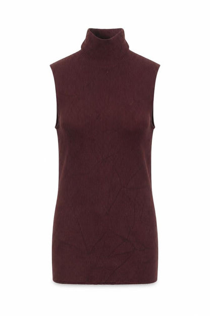 ZARA Women Brown Mock Neck Sleeveless Knit Tank Top Size 8