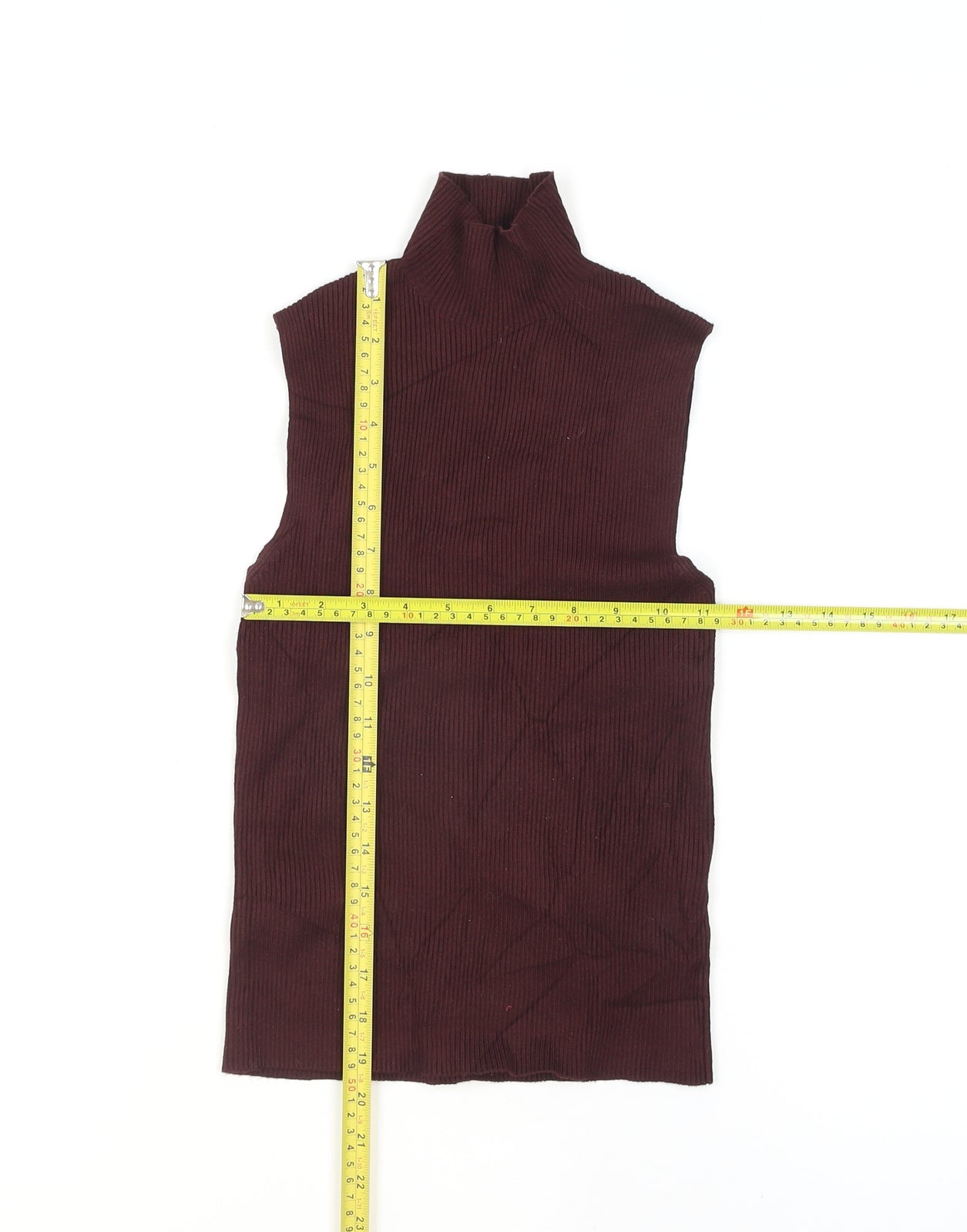 ZARA Women Brown Mock Neck Sleeveless Knit Tank Top Size 8
