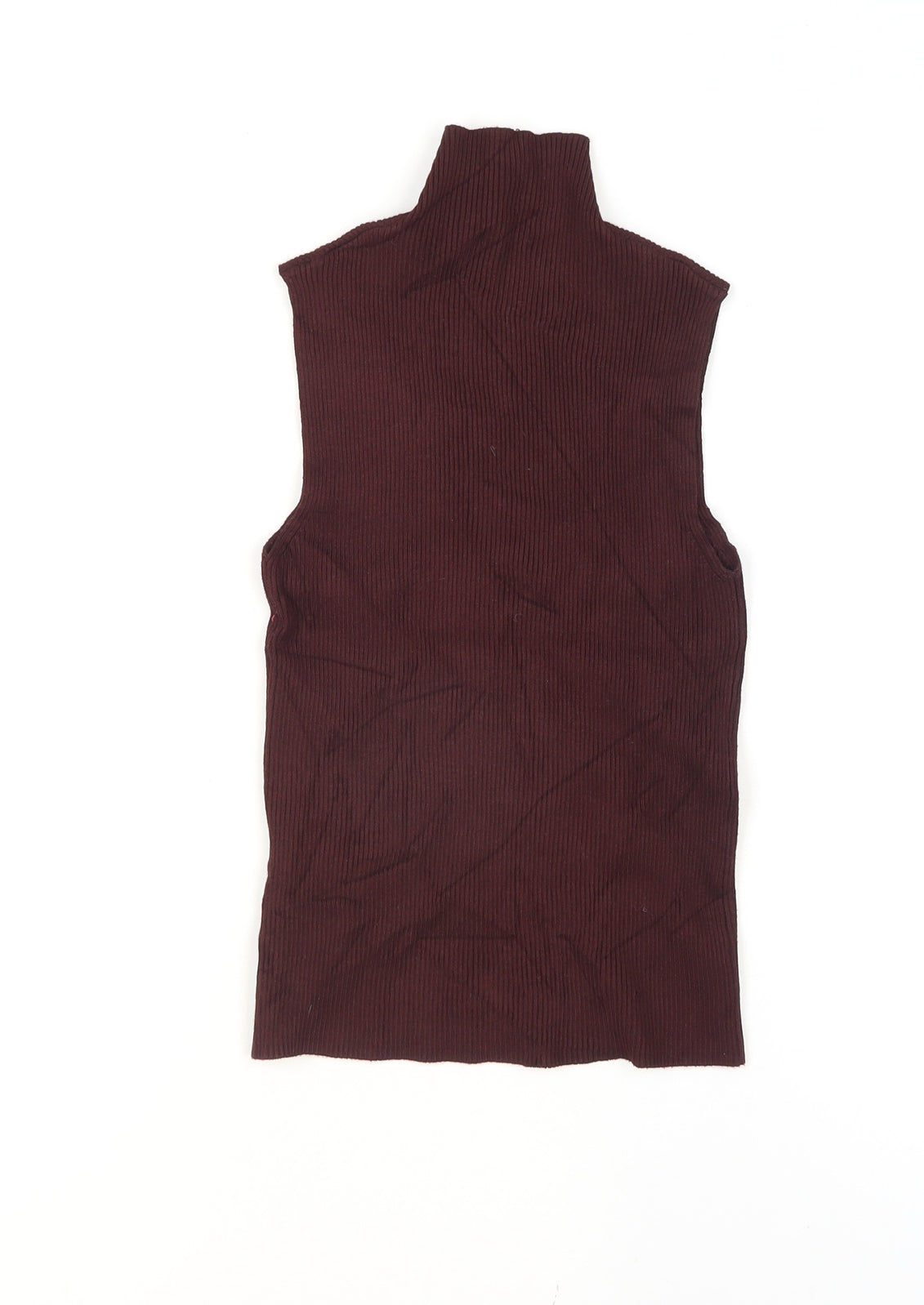 ZARA Women Brown Mock Neck Sleeveless Knit Tank Top Size 8