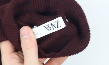 ZARA Women Brown Mock Neck Sleeveless Knit Tank Top Size 8