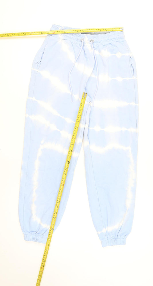 Bershka Women Blue Tie Dye Jogger Size 8 Cotton Blend Activewear Trousers