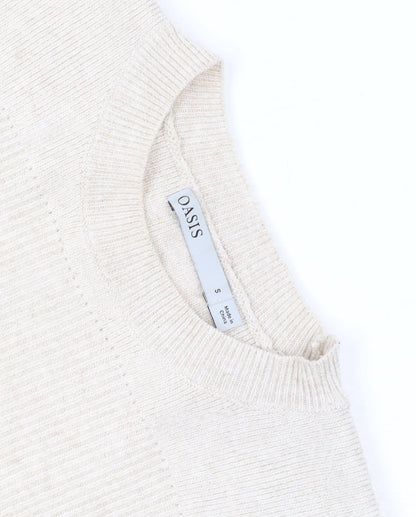 Oasis Unisex Beige Small Pullover Knit Crew Neck Jumper