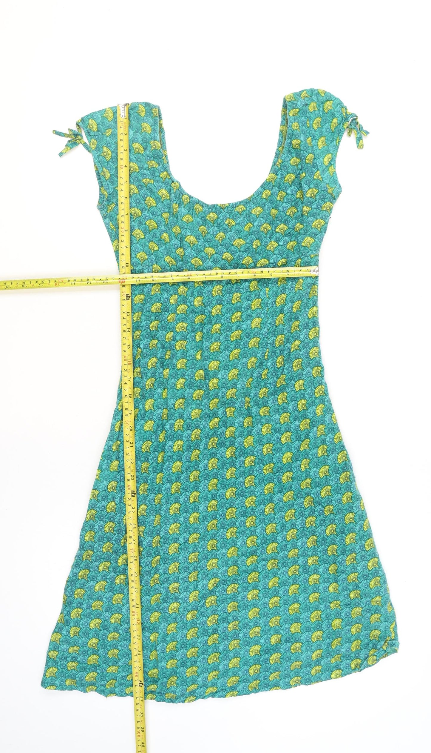 Pranella Women's Green A-Line Cotton Summer Dress Size M