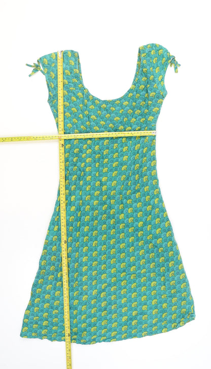 Pranella Women's Green A-Line Cotton Summer Dress Size M