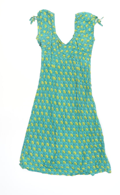 Pranella Women's Green A-Line Cotton Summer Dress Size M