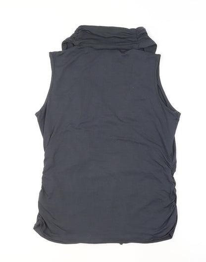 Look Women's Black Jersey Wrap Sleeveless Cowl Neck Tank Top Size 18