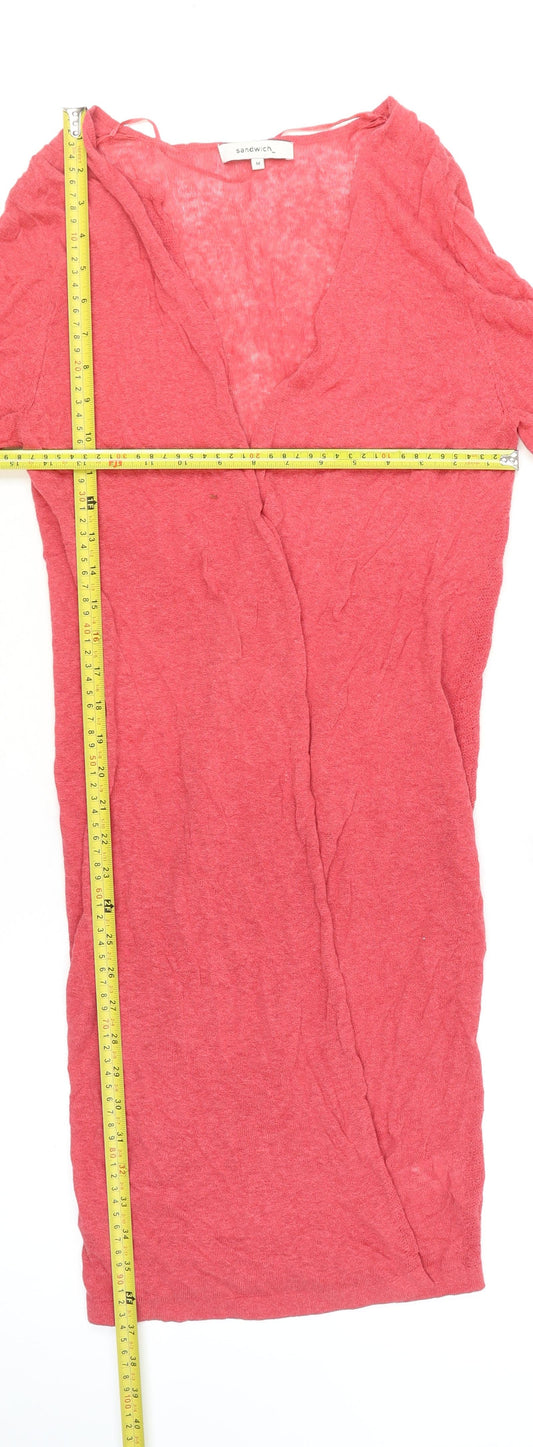 Sandwich Womens Pink V-Neck Long Sleeve Knit Cardigan M