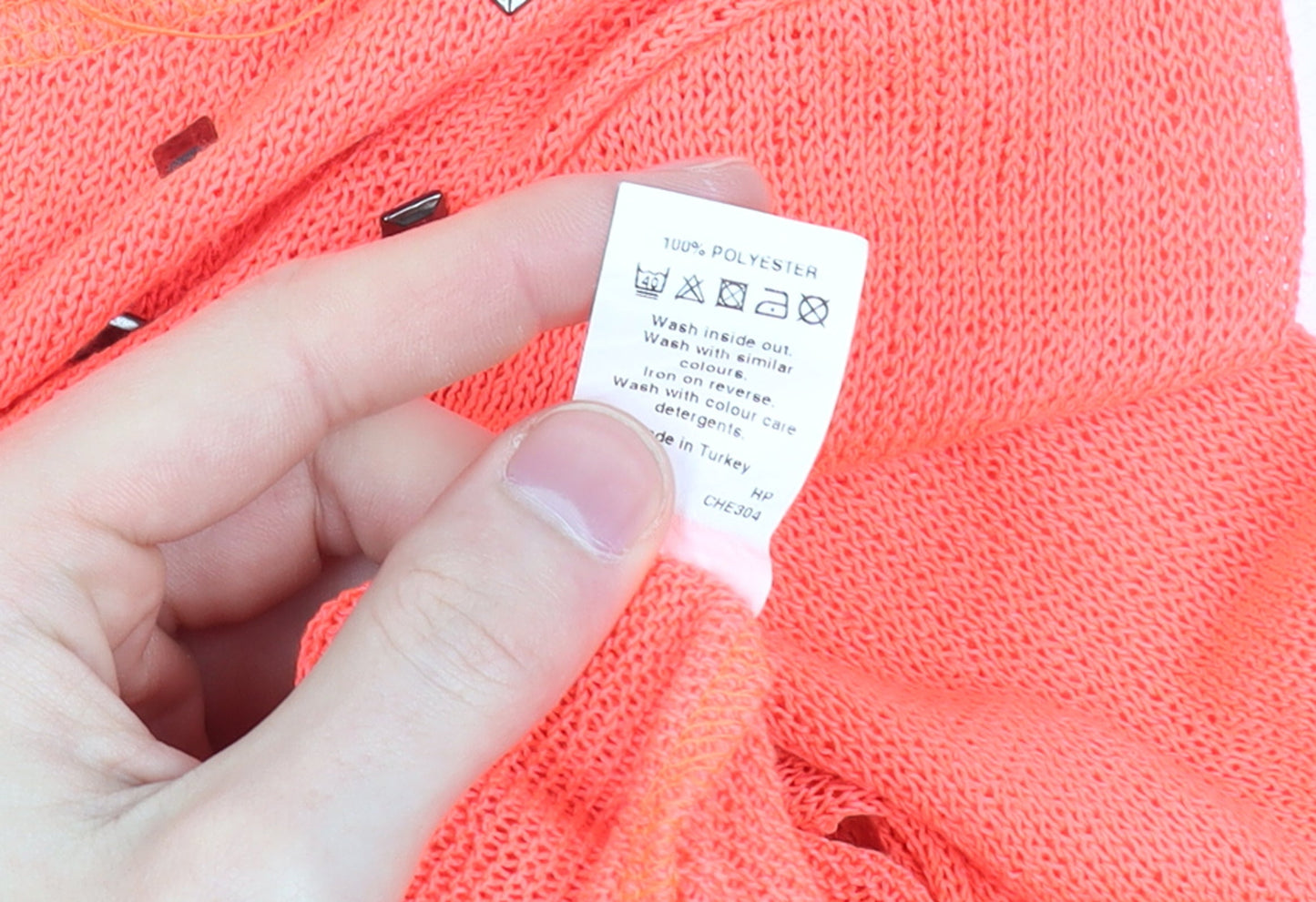 River Island Women's Orange Studded Knit 3/4 Sleeve T-Shirt Size 8