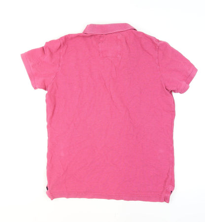 Superdry Men’s Pink Cotton Short Sleeve Polo Shirt Size L
