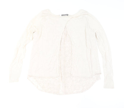 Mint Velvet Women's Ivory Linen Floral Tunic Blouse Size 10