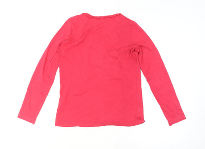 Lakeland Women's Pink Crochet Button Long Sleeve Tunic Blouse Size 12