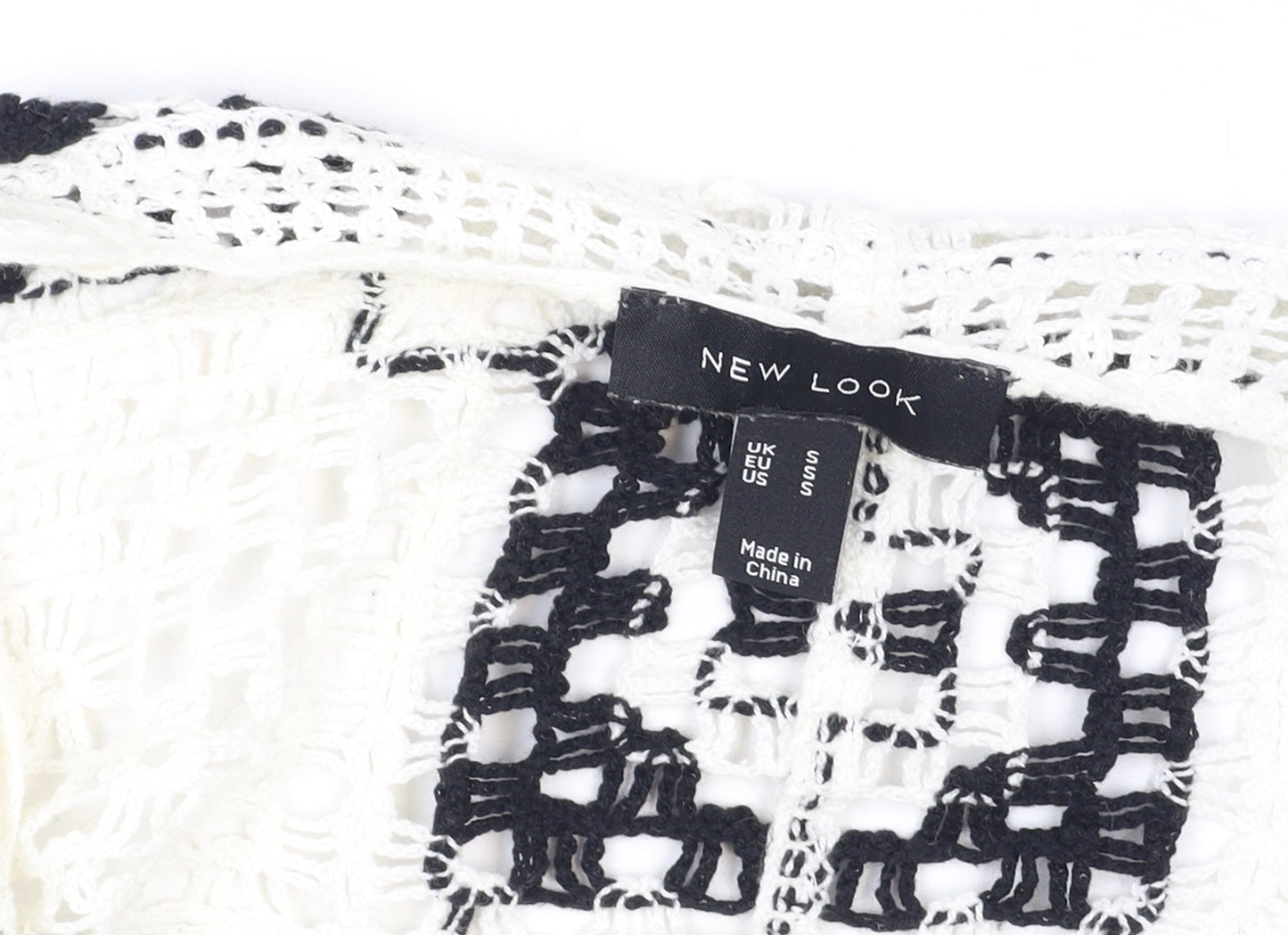 New Look Women’s White Crochet Open-Knit Boho Cardigan Size S