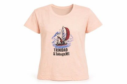 Sony Womens Pink Trinidad & Tobago Graphic T-Shirt Size S Vintage