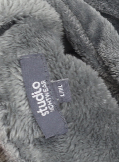 Studio Mens Grey Fleece Hooded Robe L/XL Winter Nightwear