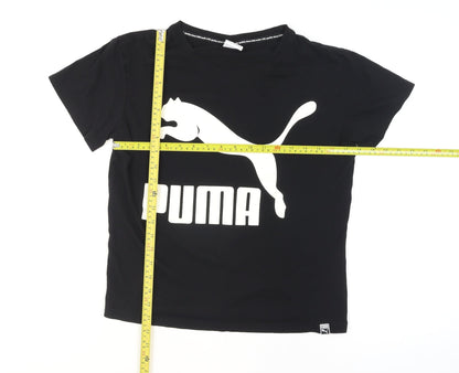 Puma Women’s Black Logo T-Shirt Size 10 Short Sleeve Cotton