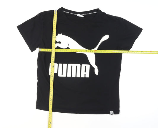Puma Women’s Black Logo T-Shirt Size 10 Short Sleeve Cotton