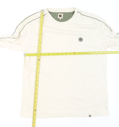 Pretty Green Men's Ivory Long Sleeve Cotton Top XL