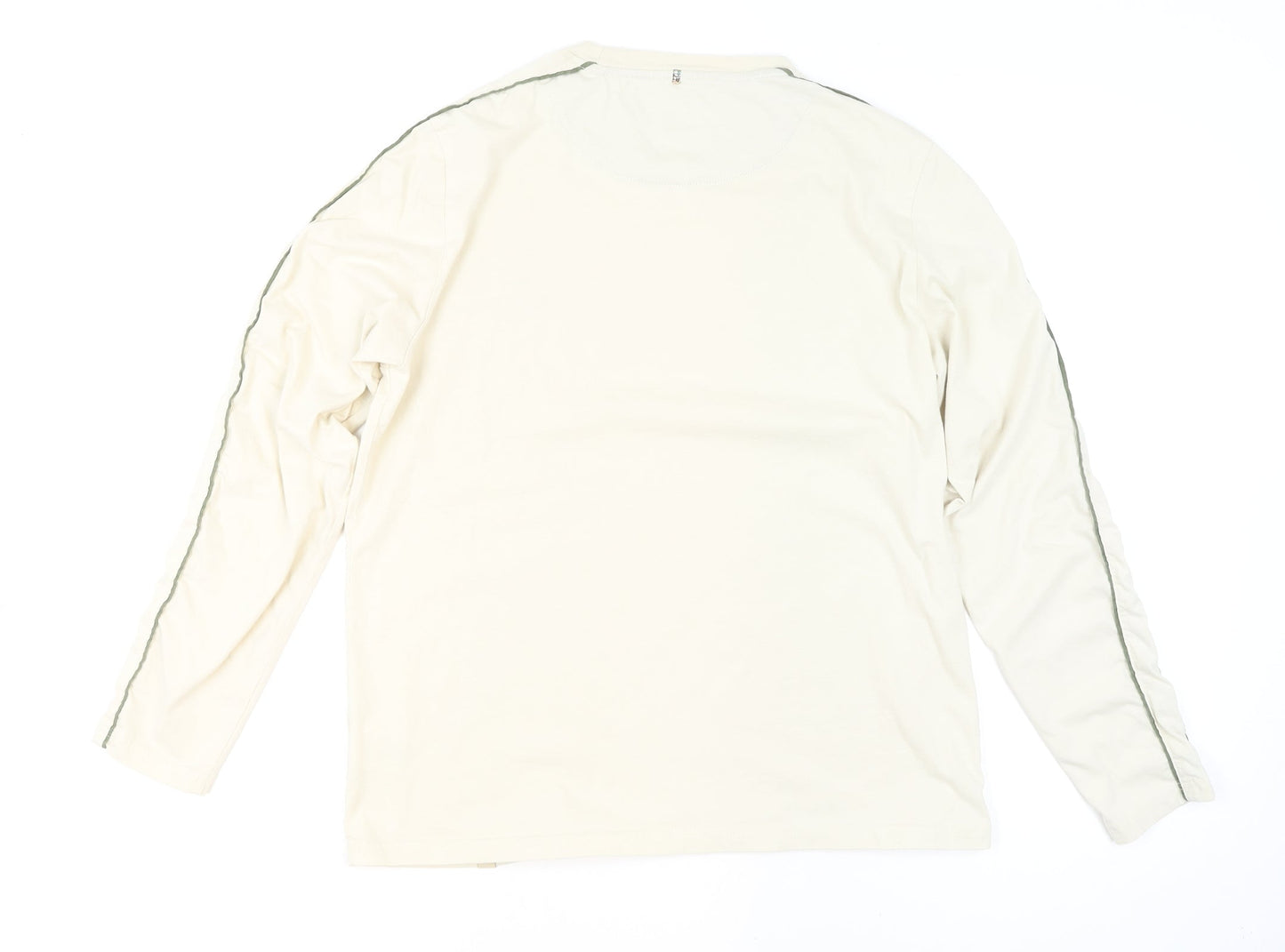 Pretty Green Men's Ivory Long Sleeve Cotton Top XL