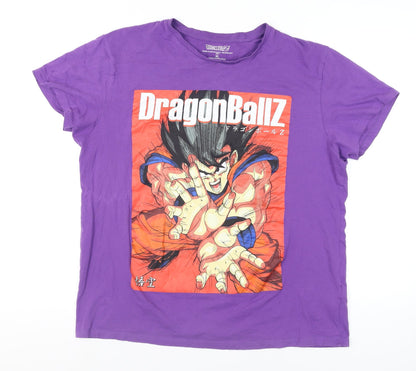 Primark Men's Purple Dragon Ball Z Goku Anime Graphic T-Shirt XL