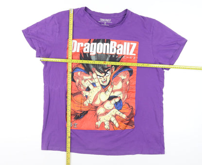 Primark Men's Purple Dragon Ball Z Goku Anime Graphic T-Shirt XL