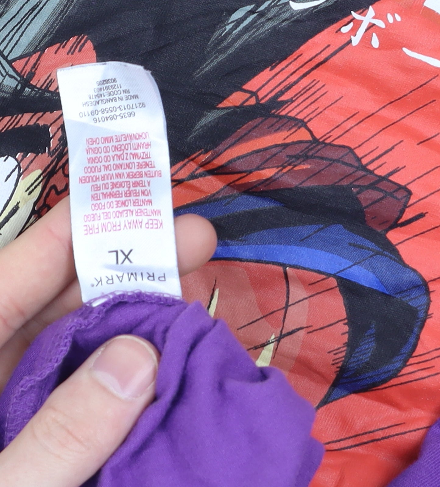 Primark Men's Purple Dragon Ball Z Goku Anime Graphic T-Shirt XL