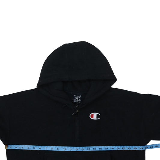 Champion Women Black Small 1/4 Zip Fleece Hoodie Pullover Casual