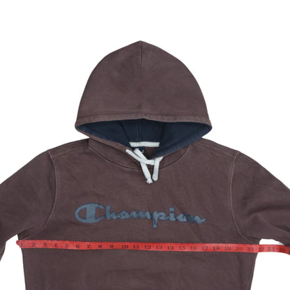 Champion Men's Brown Small Pullover Hoodie with Logo Print
