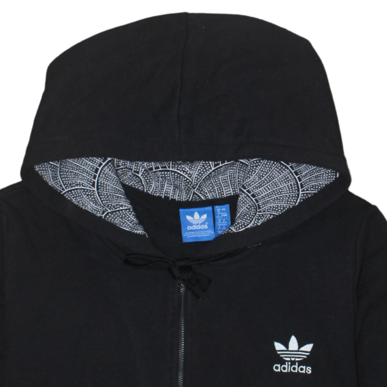 Adidas Women Black Full Zip Hoodie Size XL Hooded Sweatshirt