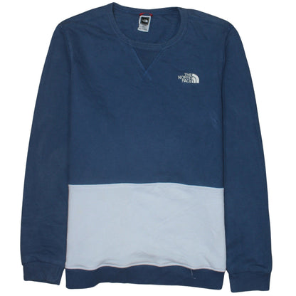 The North Face Men's Blue Colour Block Cotton Pullover Sweatshirt L