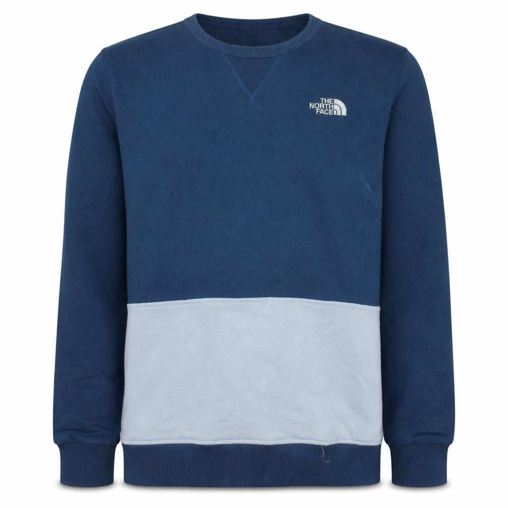 The North Face Men's Blue Colour Block Cotton Pullover Sweatshirt L