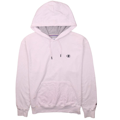 Champion Men's White Pullover Hoodie M Regular Fit Logo Fleece