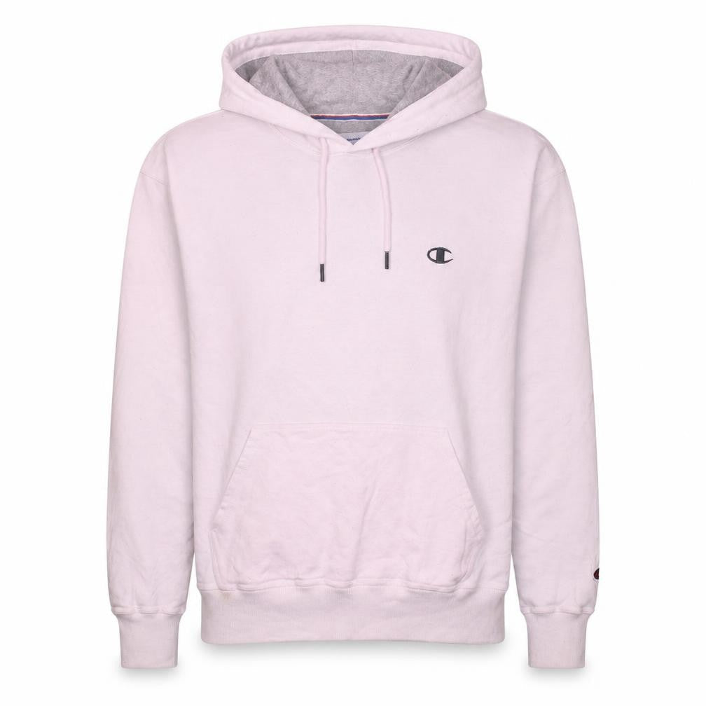 Champion Men's White Pullover Hoodie M Regular Fit Logo Fleece