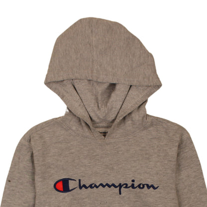 Champion Womens Beige Pullover Hoodie L Logo Graphic Athletic Sweatshirt