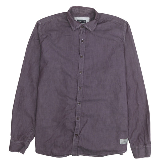 Signal Men's Purple Long Sleeve Regular Fit Cotton Button-Up Shirt L