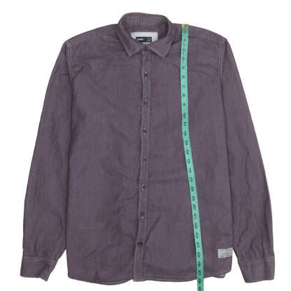 Signal Men's Purple Long Sleeve Regular Fit Cotton Button-Up Shirt L