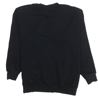 Adidas Women Black Size 12 Pullover Sweatshirt with Logo Detail