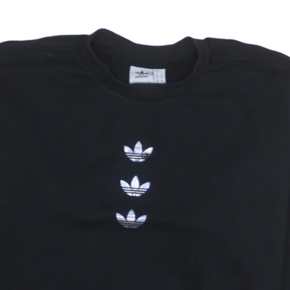Adidas Women Black Size 12 Pullover Sweatshirt with Logo Detail