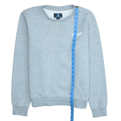 Converse Mens Grey L Crew Neck Pullover Fleece Sweatshirt