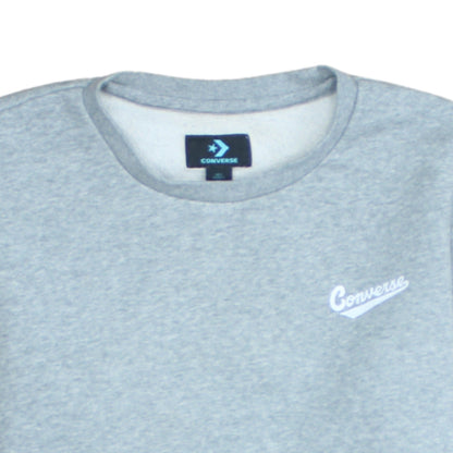 Converse Mens Grey L Crew Neck Pullover Fleece Sweatshirt