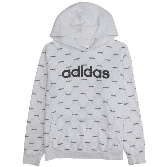 Adidas Women White Logo Print Pullover Hoodie XL