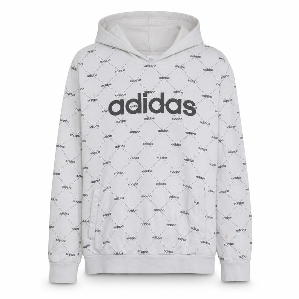 Adidas Women White Logo Print Pullover Hoodie XL