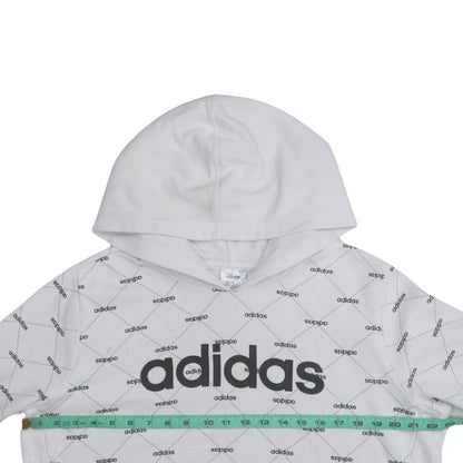Adidas Women White Logo Print Pullover Hoodie XL