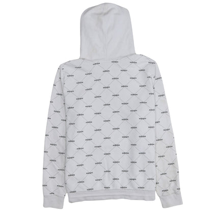 Adidas Women White Logo Print Pullover Hoodie XL