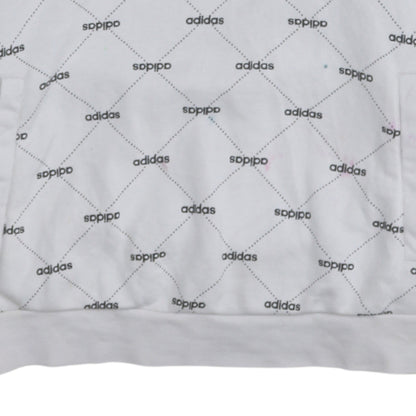 Adidas Women White Logo Print Pullover Hoodie XL