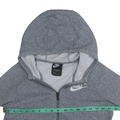 Nike Boys Grey Full Zip Hoodie Size 146cm Fleece Lined Sweatshirt