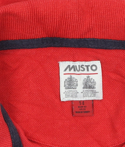 Musto Women's Red Polo Shirt Size 14 Short Sleeve 100% Cotton