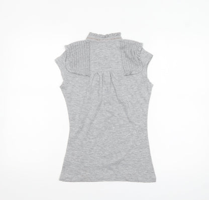 Denim Co Women’s Grey High Neck Button Blouse Size 8