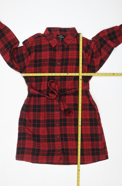 Threadbare Women's Red Check Flannel Shirt Dress Size 12