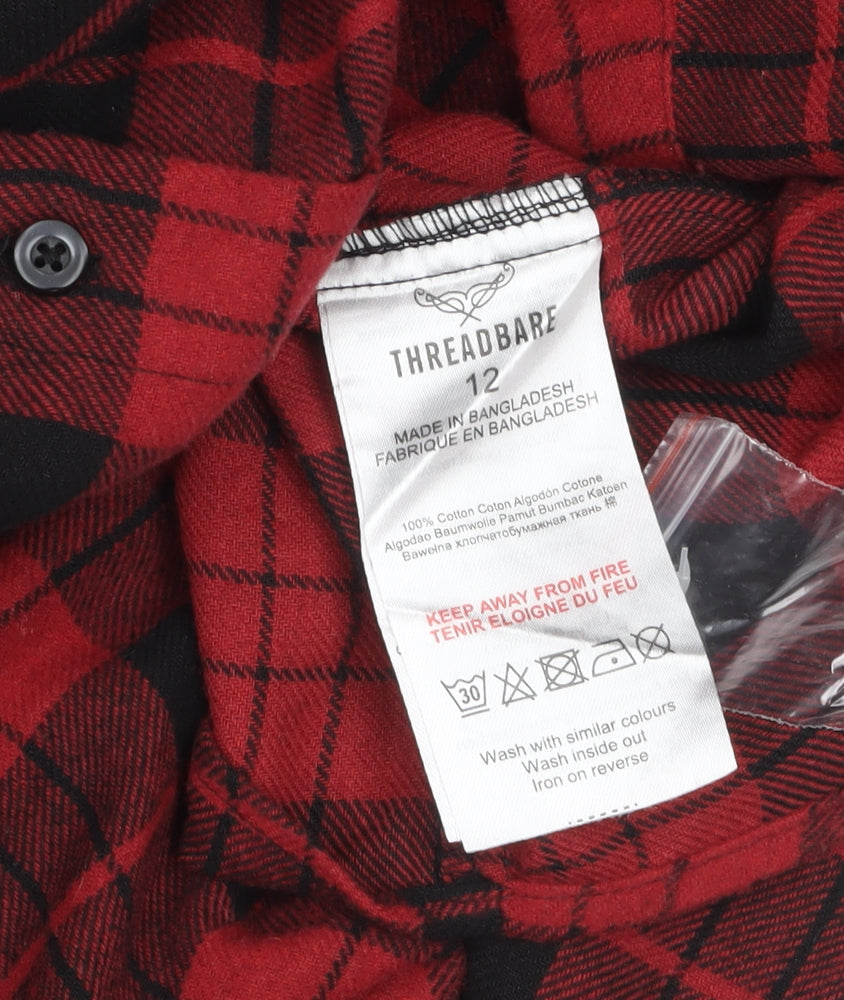 Threadbare Women's Red Check Flannel Shirt Dress Size 12