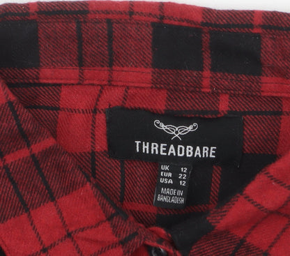 Threadbare Women's Red Check Flannel Shirt Dress Size 12